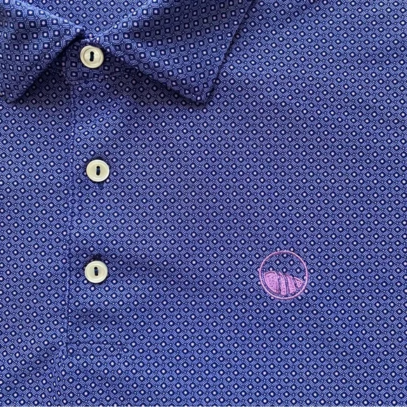 Peter Millar Summer Comfort Polo Golf Shirt Size XXL Purple White Pattern - Picture 4 of 6